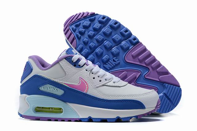 Nike Air Max 90 Women's Shoes White Blue Purple Pink-26 - Click Image to Close